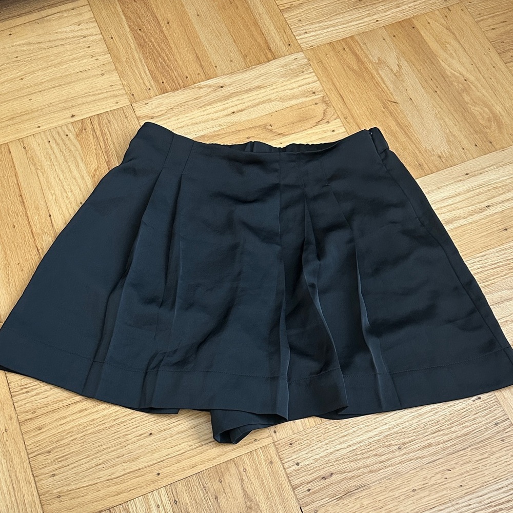 Banana Republic Black Satin Pleated Shorts